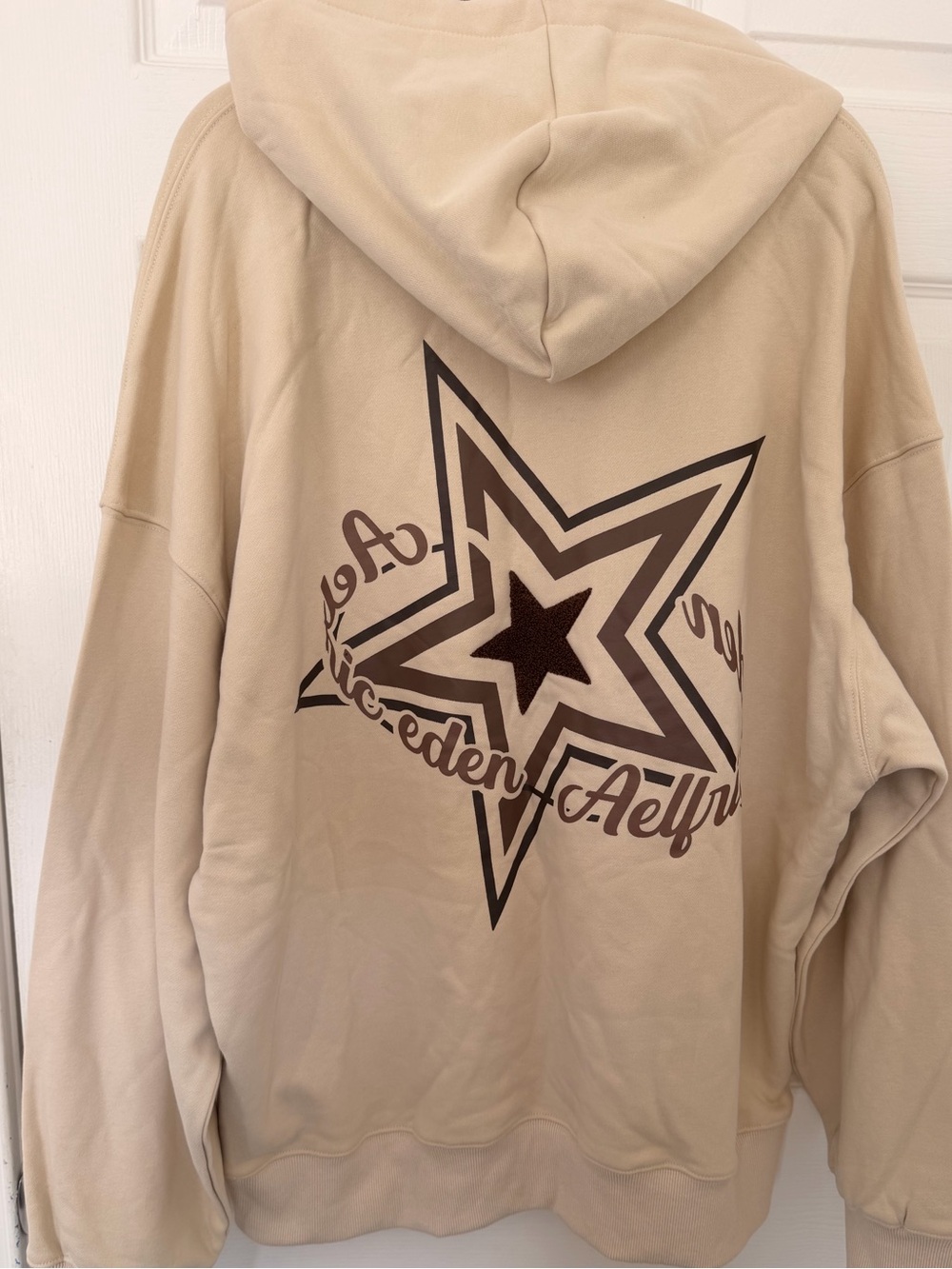 NWT Aelfric Eden California Star Hoodie Oversized Men’s / Unisex XL- Beige Y2K